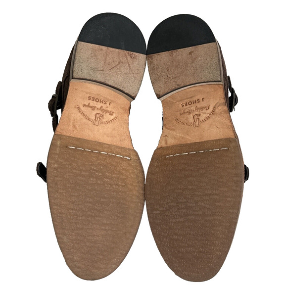 J Shoes Sz 7 Dorado Brown Nubuck Leather Double Monk Strap Booties Chelsea Boots - Picture 8 of 10